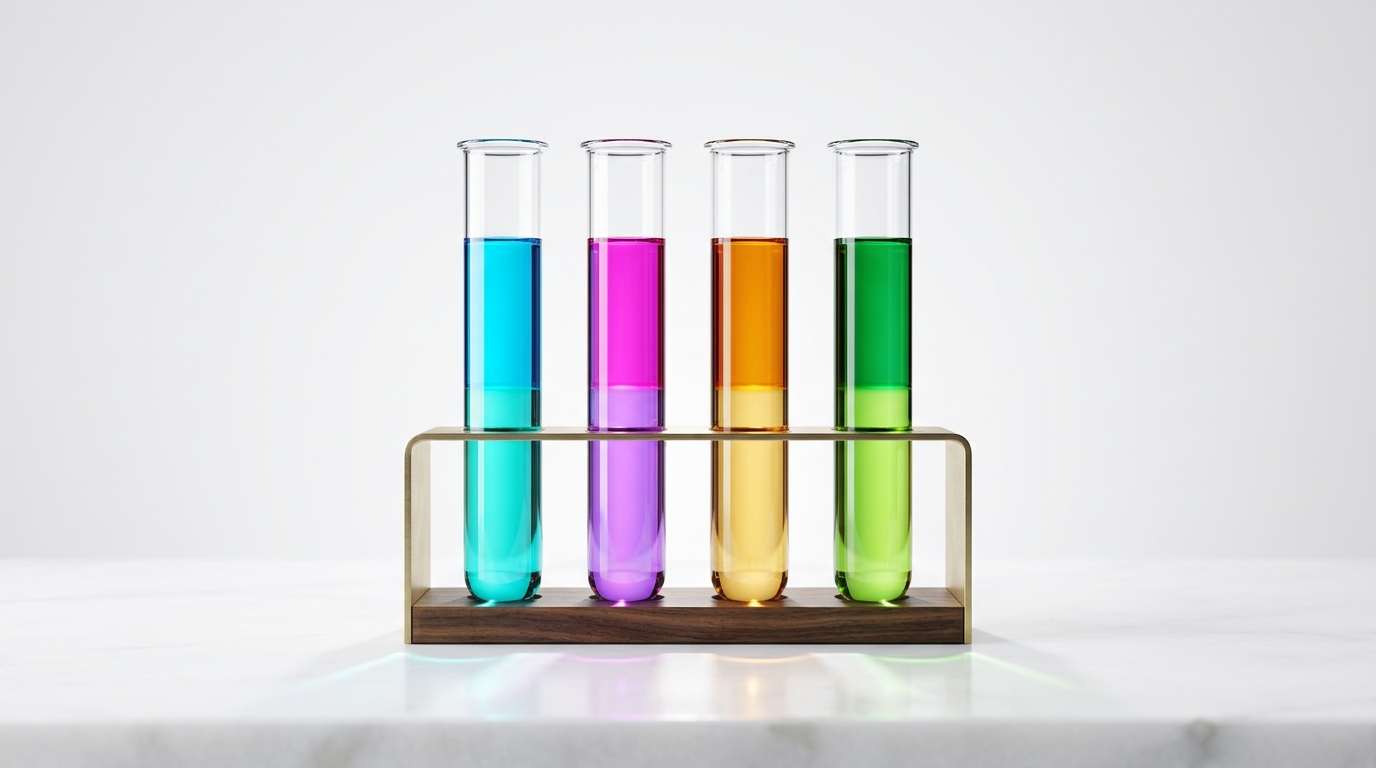 Water Sort Glass Tubes filled with glowing liquids
